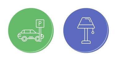 Parkplatz und Lampe Symbol vektor