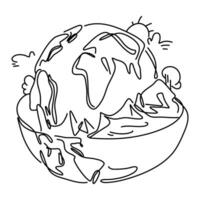 platt illustration global uppvärmningen visar de jord med en lager av grön omgivande Det. detta lager representerar de jordens atmosfär, som hjälper till ha kvar de planet värma förbi fångst sol- strålning. vektor