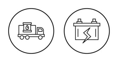 bränsle lastbil och batteri ikon vektor