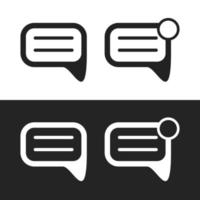 Chat-Symbol für Benachrichtigungsnachrichten. schwarz weiß eingestellt vektor