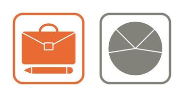 Aktentasche und Kuchen Diagramm Analyse Symbol vektor