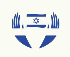 Israel flagga band emblem med händer symbol mitten öst Land abstrakt design vektor illustration