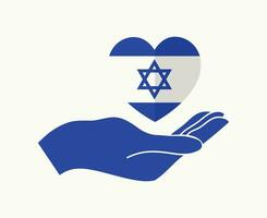 Israel Flagge Emblem Herz und Hand Symbol abstrakt Mitte Osten Land Vektor Illustration Design