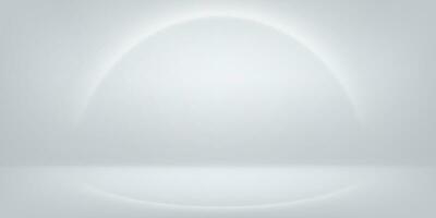 Weiß leeren Zimmer mit ein Halbkreis von glühend Neon- Beleuchtung. vektor