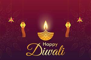 glücklich Diwali kreativ Banner Design mit Diya Prämie Vektor Illustration