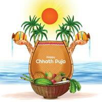 skön Lycklig chhath puja festival kort bakgrund vektor
