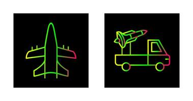 militär plan och missil ikon vektor