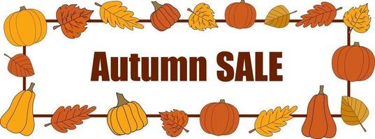 Herbst Verkauf Vektor Promotion Rechteck Banner auf weiß.