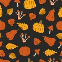 Herbsternte Vektor nahtlose Muster auf schwarzem Hintergrund