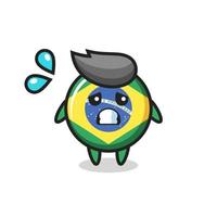 Brasilien-Flagge-Abzeichen-Maskottchen-Charakter mit ängstlicher Geste vektor