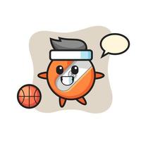 Illustration der Bleistiftspitzer-Cartoon spielt Basketball vektor