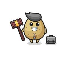 Illustration des Kartoffelmaskottchens als Anwalt vektor