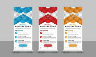 korporativ modern Digital Marketing Agentur Geschäft rollen oben Banner Design ziehen oben Beschilderung standee x einziehbar Banner Design Vorlage vektor