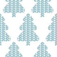 nahtlos Muster mit gestrickt Weihnachten Bäume. Winter Tanne Wald Verpackung Papier. Neu Jahr Hintergrund vektor