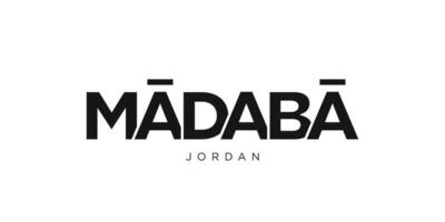 madaba i de jordan emblem. de design funktioner en geometrisk stil, vektor illustration med djärv typografi i en modern font. de grafisk slogan text.
