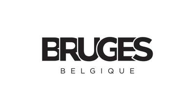 Brügge im das Belgien Emblem. das Design Eigenschaften ein geometrisch Stil, Vektor Illustration mit Fett gedruckt Typografie im ein modern Schriftart. das Grafik Slogan Beschriftung.