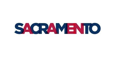 Sakrament, Kalifornien, USA Typografie Slogan Design. Amerika Logo mit Grafik Stadt Beschriftung zum drucken und Netz. vektor