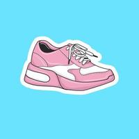 bunte handgezeichnete rosa Turnschuhe Sticker vektor