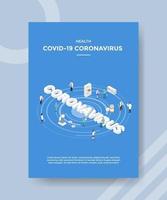 Gesundheit Covid 19 Corona-Virus-Menschen stehen um Wort vektor