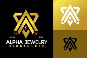 diamant Smycken brev en logotyp design vektor symbol ikon illustration