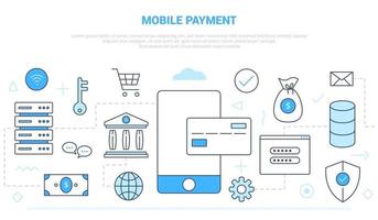 Konzept der mobilen Zahlungstechnologie mit verschiedenen Symbollinien vektor
