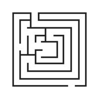 labyrint linje svart ikon vektor