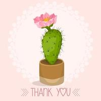 kaktuskruka med blommor, gratulationskort vektor
