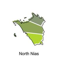 Karta stad av norr nias hög detaljerad illustration design, norr sumatra Karta, värld Karta Land vektor illustration mall