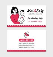 Kinderklinik-Mutter- und Baby-Besuchskarte vektor
