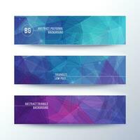 drei Banner mit geometrisch Formen und Blau und lila Farben vektor