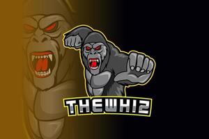 Gorilla King Kong E-Sport-Team-Logo-Vorlage vektor