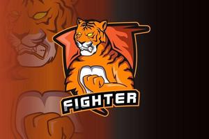 wildes Tiger-Maskottchen für Sport und E-Sport-Logo vektor