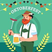 oktoberfest bayersk man med öl vektor