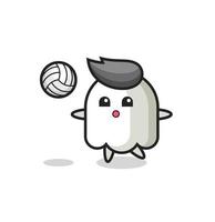 Charakterkarikatur des Geistes spielt Volleyball vektor