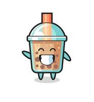 Bubble Tea-Cartoon-Figur, die eine Wellenhandgeste macht vektor