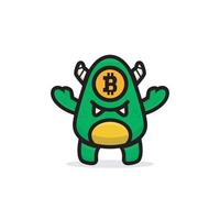 Cartoon süßes grünes Monster mit Geldzeichen auf ihrem Auge vektor