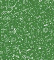 ein Grün Weihnachten nahtlos Muster mit Kritzeleien vektor