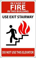 i fall av brand tecken använda sig av utgång trappa, do inte använda sig av detta hiss vektor