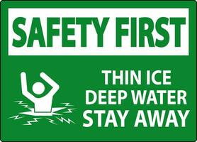 Sicherheit zuerst Zeichen dünn Eis tief Wasser, bleibe Weg vektor
