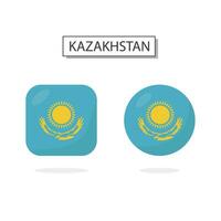 Flagge von Kasachstan 2 Formen Symbol 3d Karikatur Stil. vektor