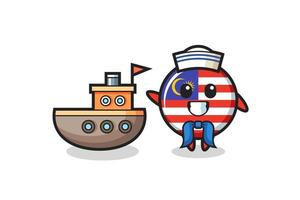 karaktär maskot av Malaysia flagga märke som en sjöman man vektor