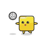 Charakterkarikatur des Ordners spielt Volleyball vektor