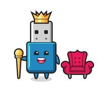 Maskottchen-Cartoon von USB-Stick als König vektor