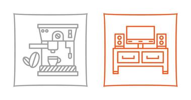 Kaffee Maschine und Fernsehen Symbol vektor