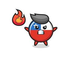 Chile-Flagge-Abzeichen-Charakter-Cartoon mit wütender Geste vektor
