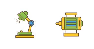 skrivbord lampa och elektrisk motor ikon vektor
