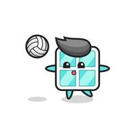 Charakterkarikatur des Fensters spielt Volleyball vektor