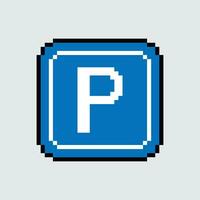 ein pixelig Blau Parkplatz Zeichen mit das Brief p vektor