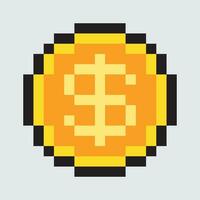 pixel konst dollar mynt ikon vektor
