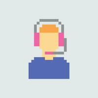 pixel konst av en man bär hörlurar vektor
